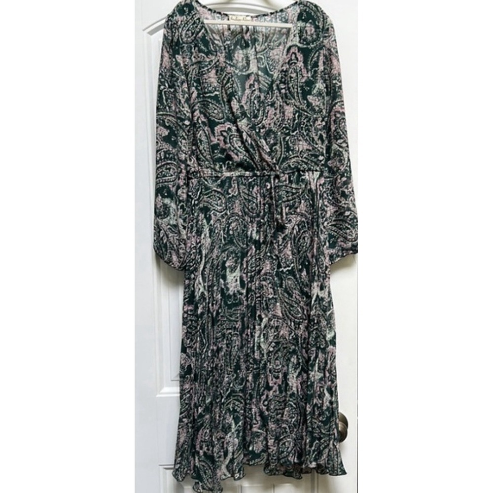 Women's Paisley Boho Wrap Maxi Dress Mulitcolor Long Sleeve Festival Resort Flow - Picture 3 of 3